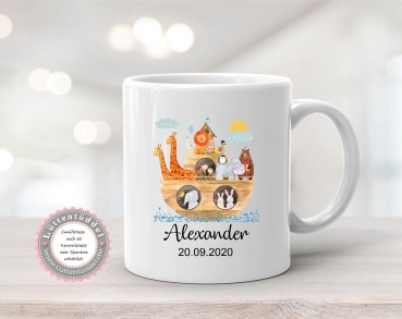 Preview: Spardose Tasse Becher Blumentopf - Vase Arche personalisiert mit Name Taufe Geburt Kommunion Konfirmation Firmung Einschulung Geburtstag von Lüttentüddel®